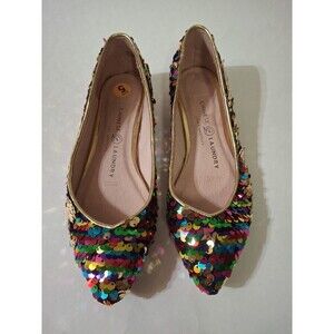 CHINESE LAUNDRY Gavin Sequin Ballet Shoes Multicolor Rainbow Size 5